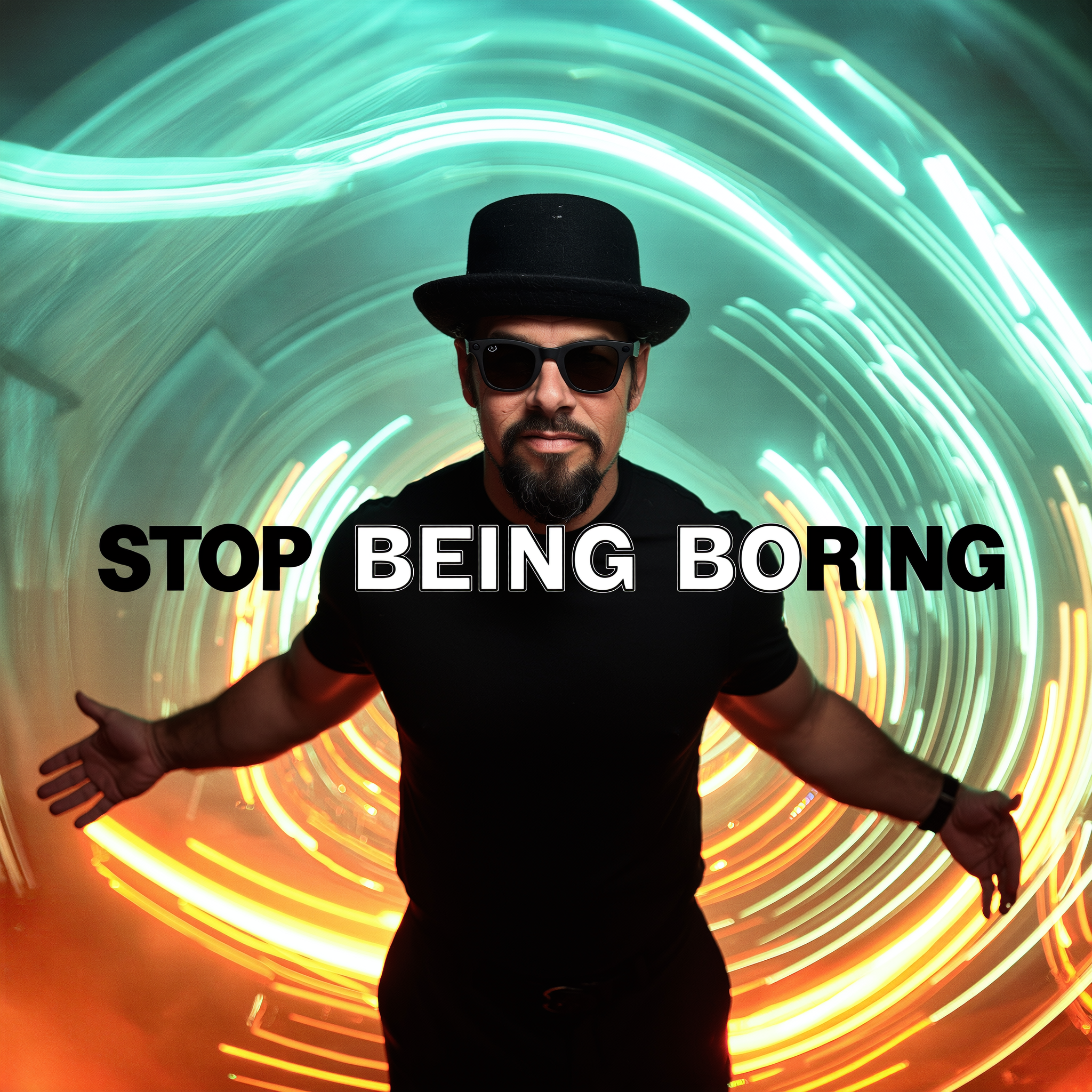 Keith Bilous with swirling lights - Stop Being Boring